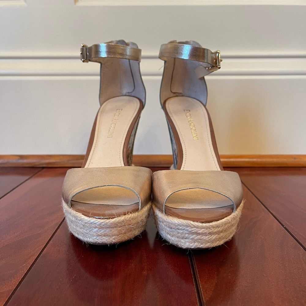 Enzo angiolini wedge light gold snake skin accent